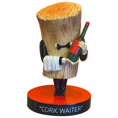 Vintage "Cork Waiter" Signed Limited Edition Resin Sculpture by Michael Godard 