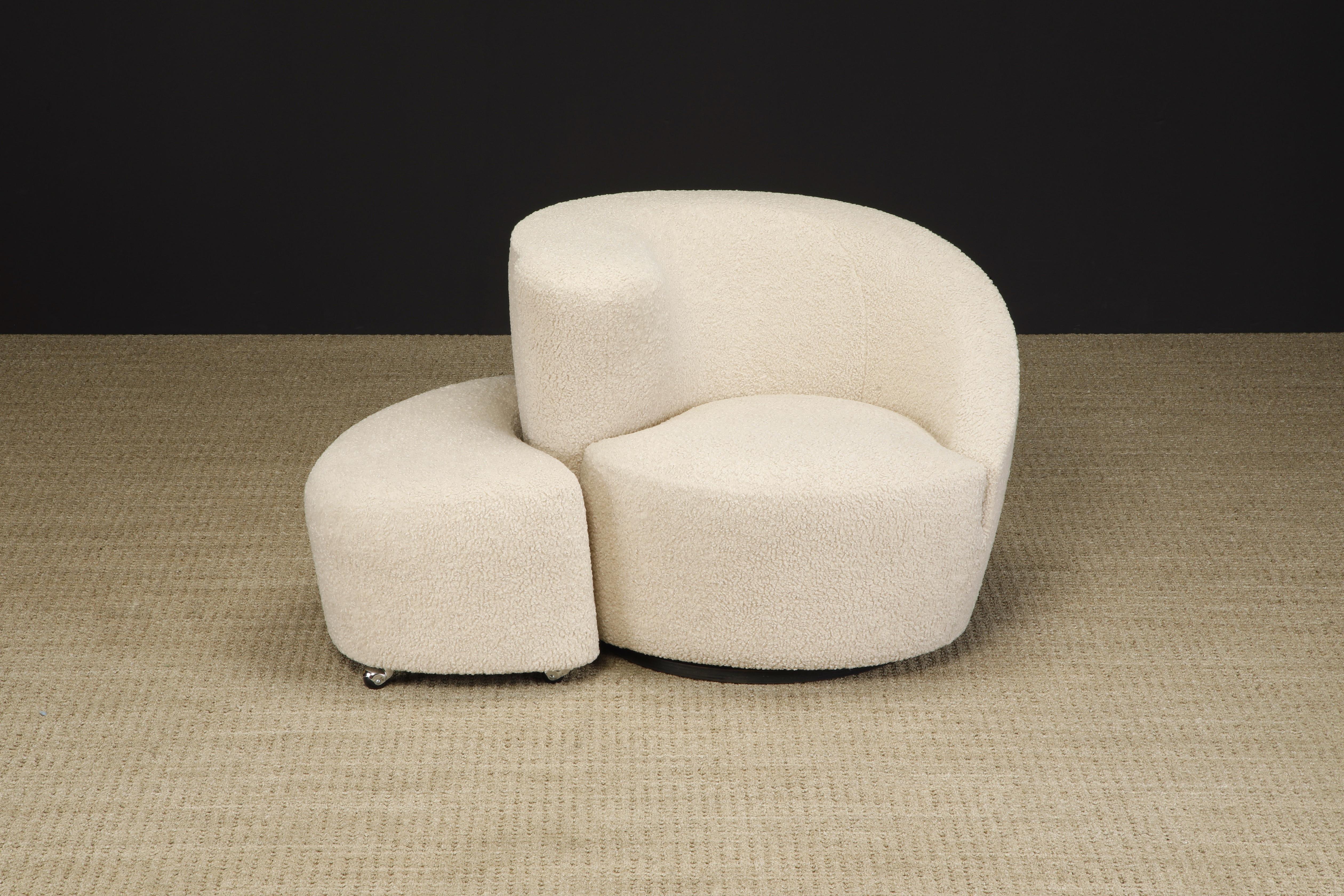 'Corkscrew' Chair & Ottoman by Vladimir Kagan for Directional in Bouclé, Signed 4