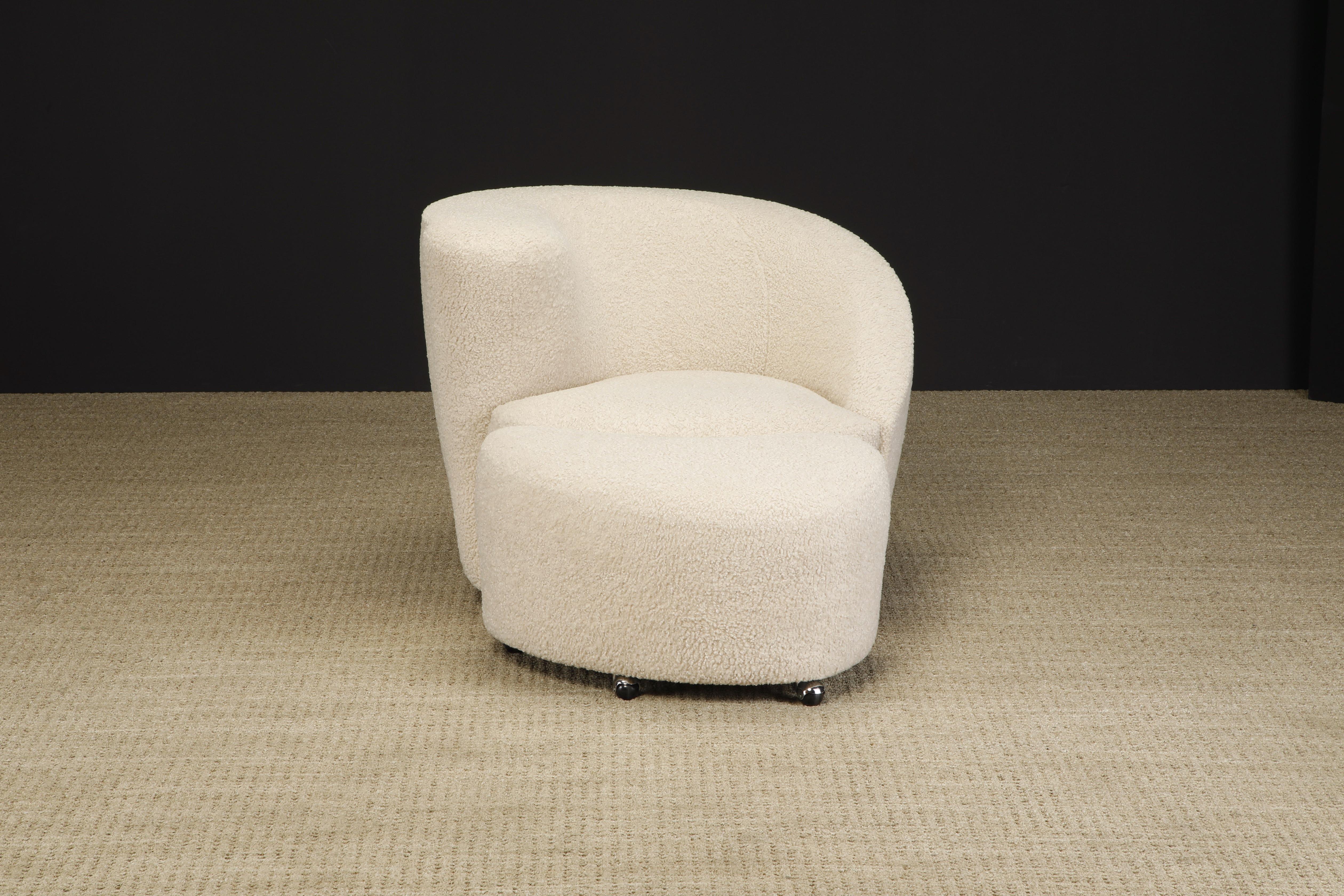 'Corkscrew' Chair & Ottoman by Vladimir Kagan for Directional in Bouclé, Signed 7
