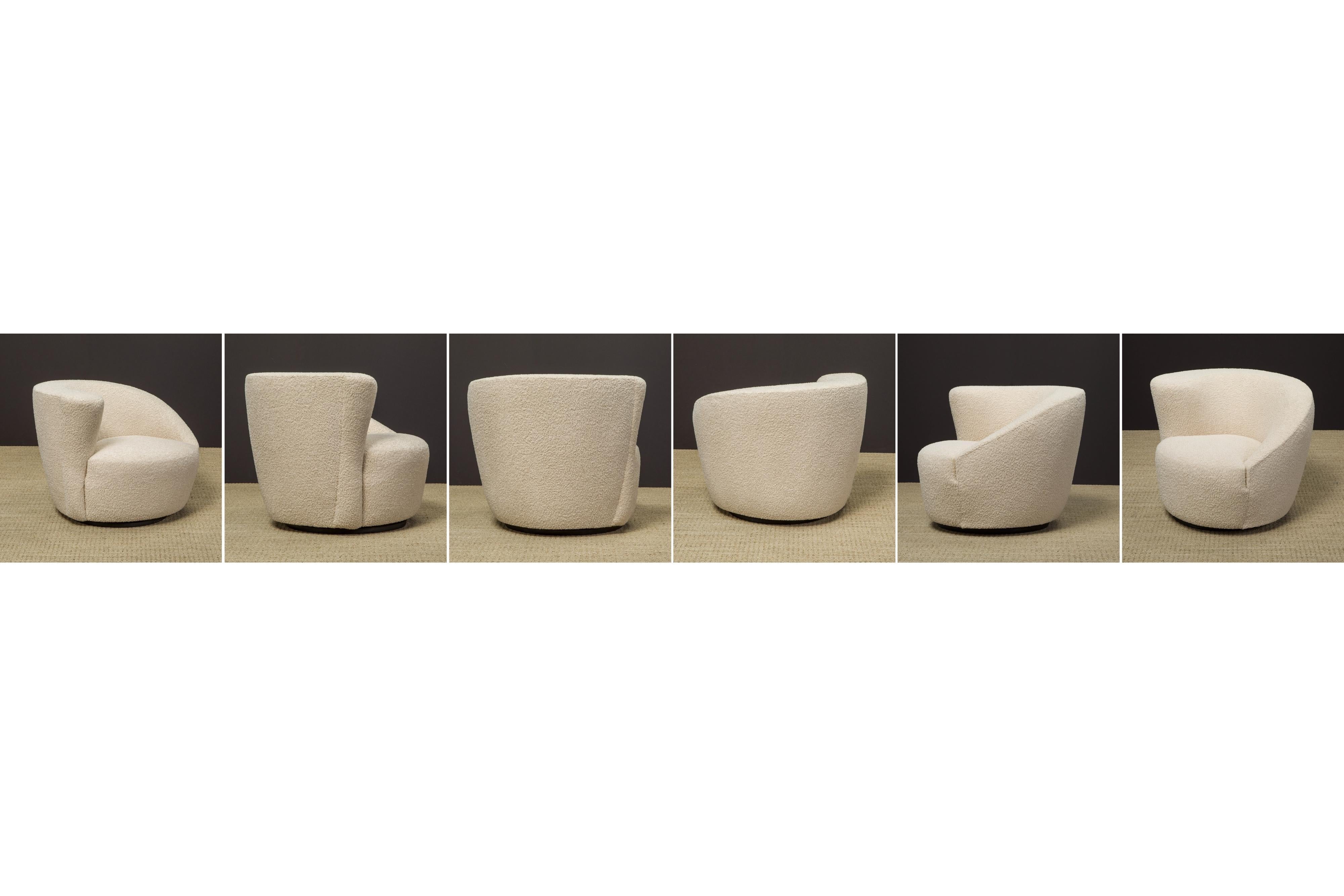 'Corkscrew' Chair & Ottoman by Vladimir Kagan for Directional in Bouclé, Signed 9