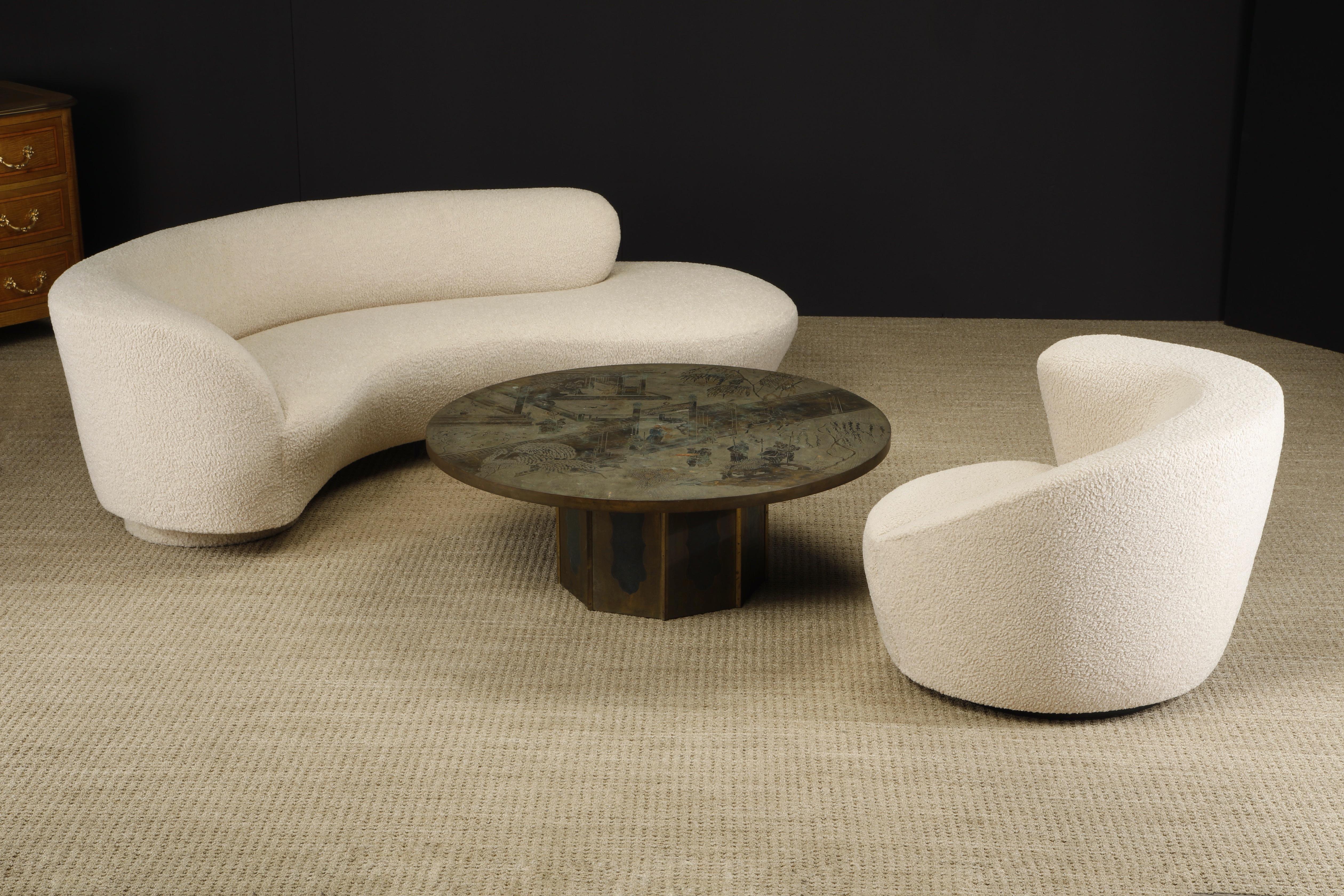 'Corkscrew' Chair & Ottoman by Vladimir Kagan for Directional in Bouclé, Signed 11