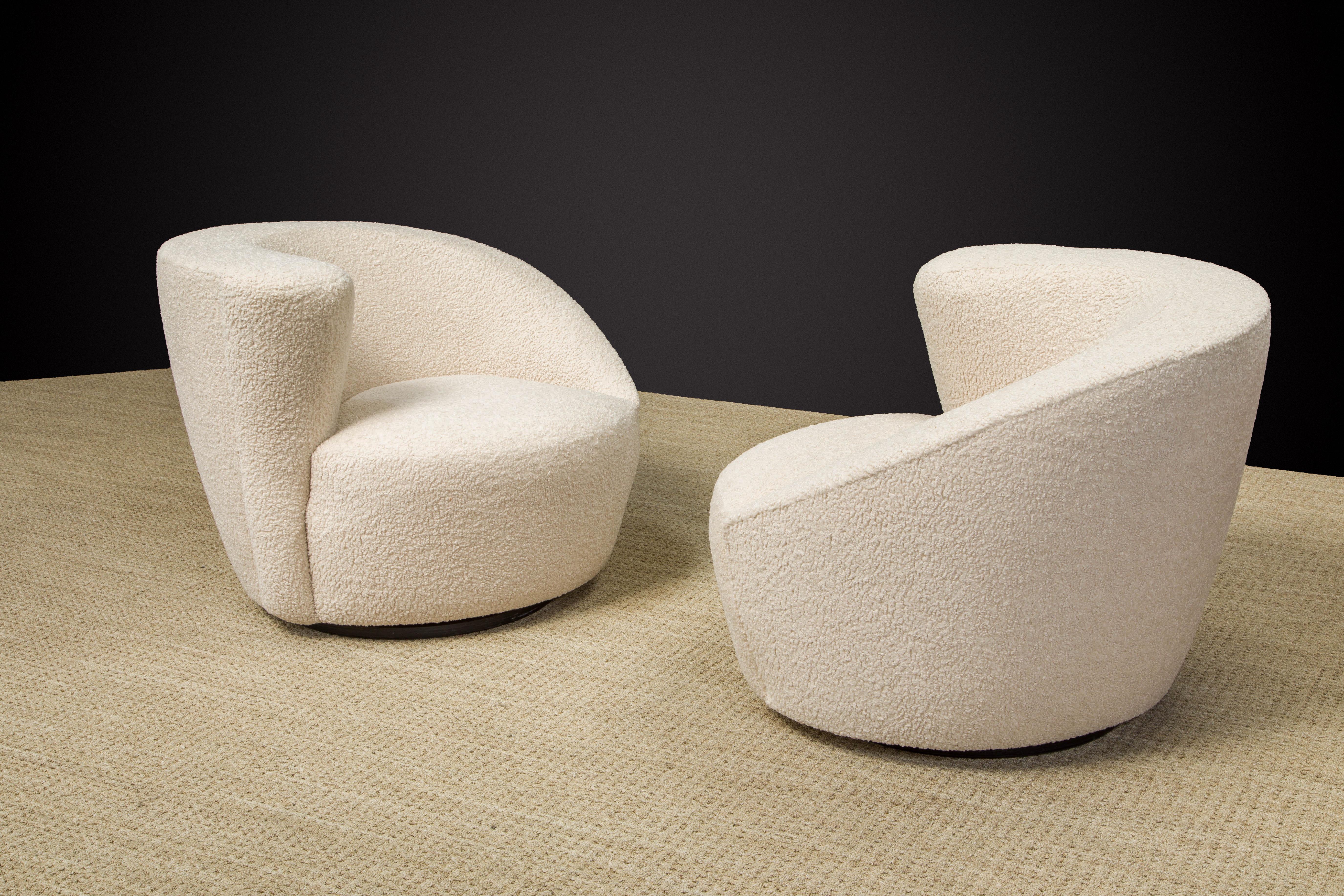 'Corkscrew' Chair & Ottoman by Vladimir Kagan for Directional in Bouclé, Signed 14