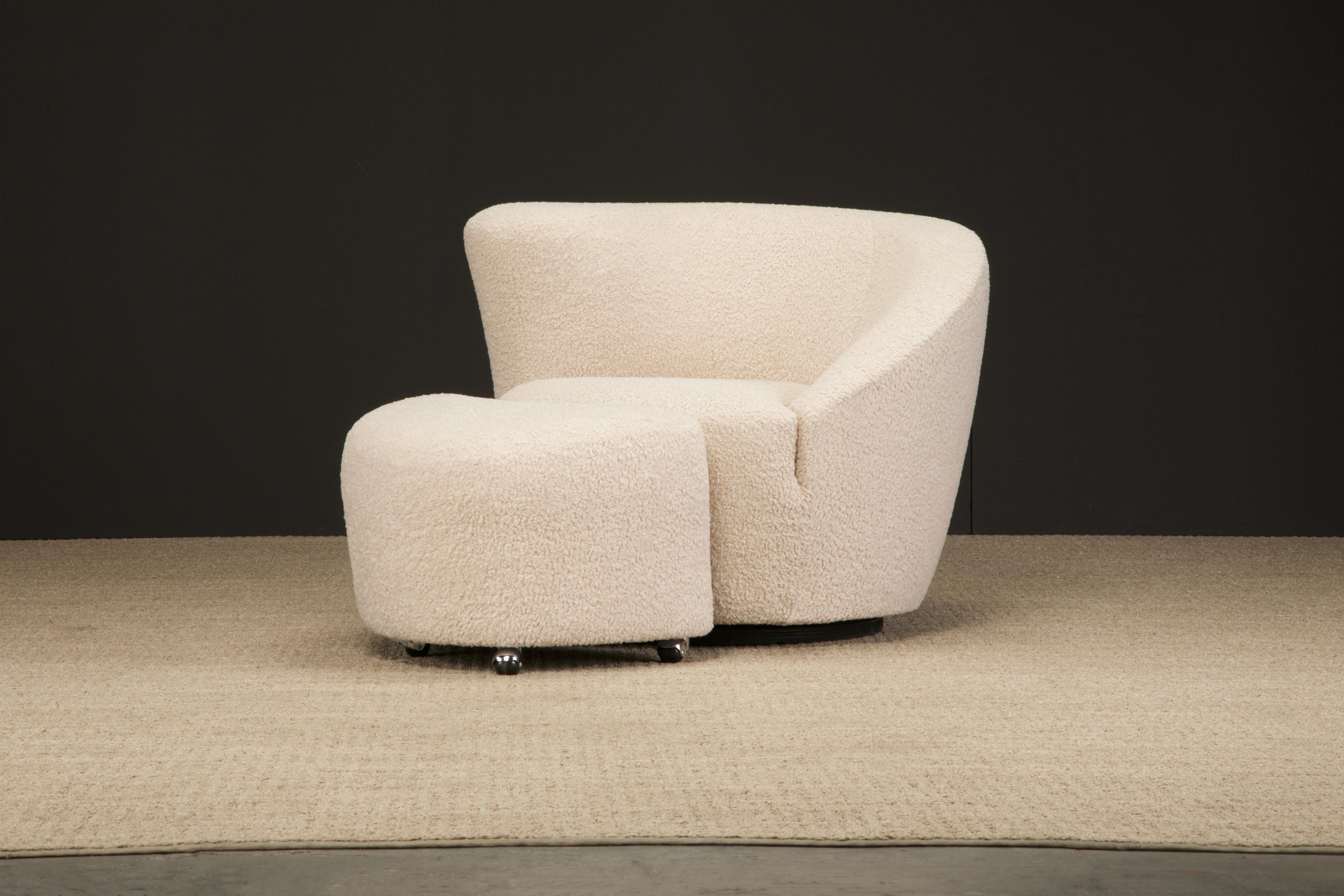 Post-Modern 'Corkscrew' Chair & Ottoman by Vladimir Kagan for Directional in Bouclé, Signed