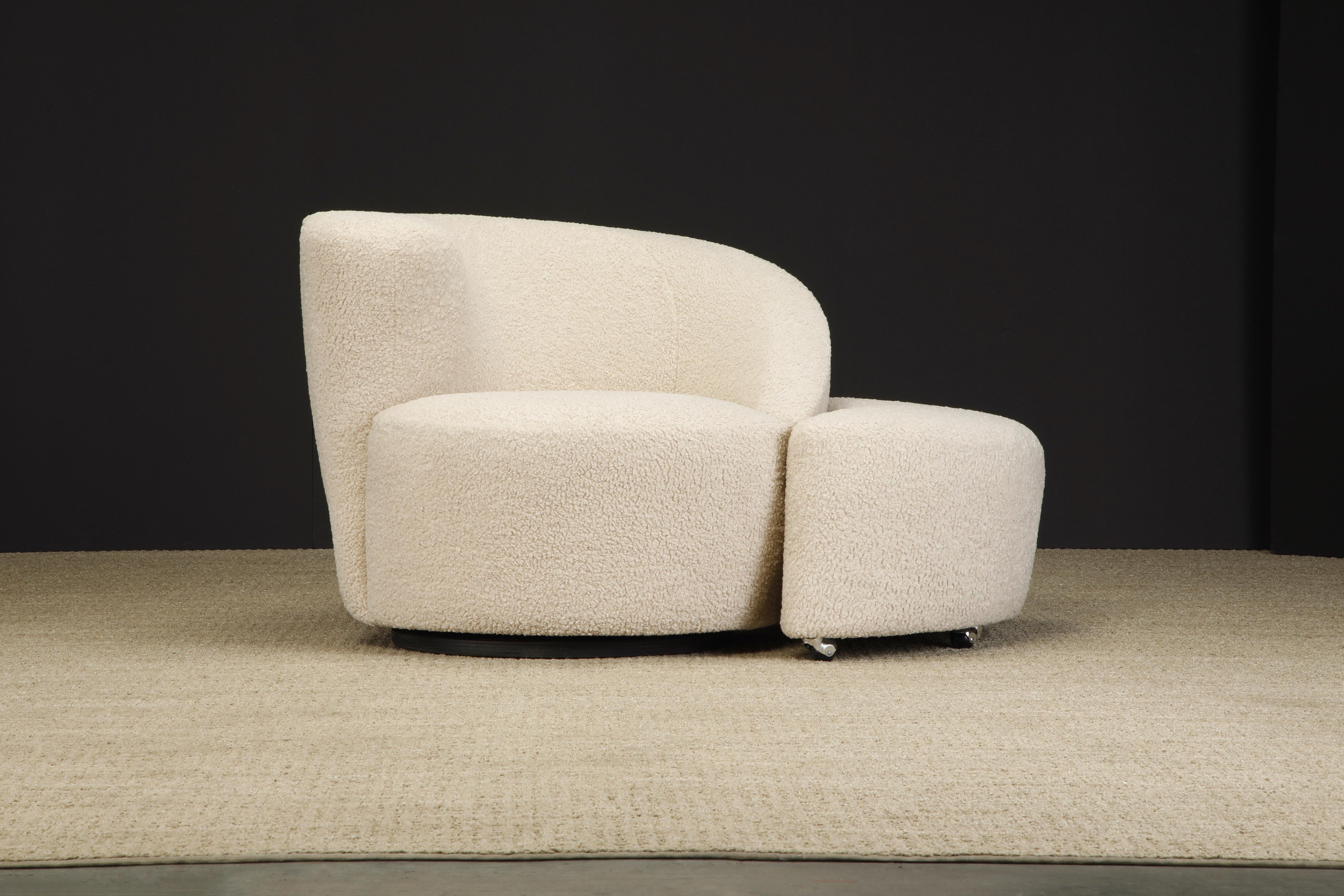 Late 20th Century 'Corkscrew' Chair & Ottoman by Vladimir Kagan for Directional in Bouclé, Signed