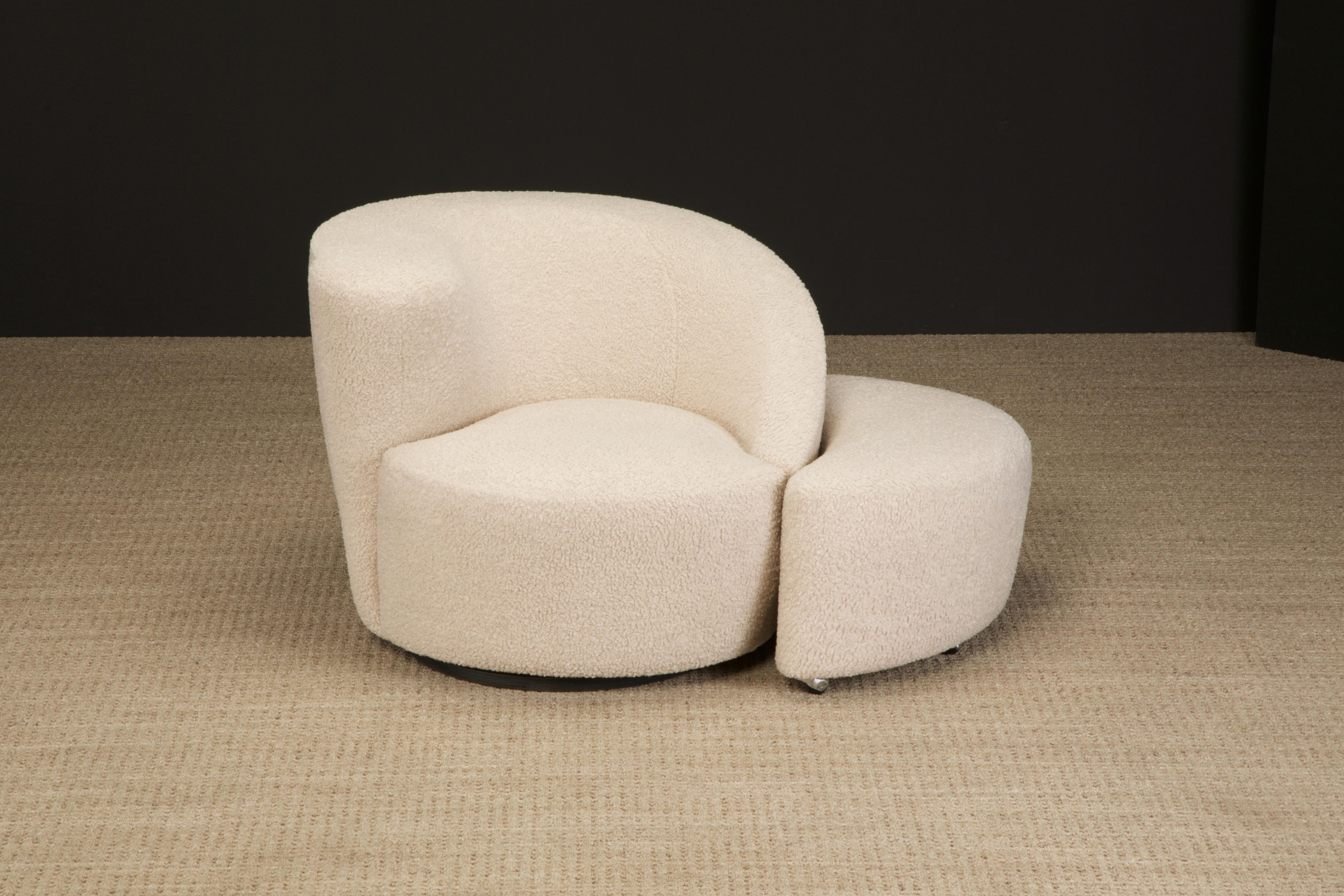 'Corkscrew' Chair & Ottoman by Vladimir Kagan for Directional in Bouclé, Signed 3