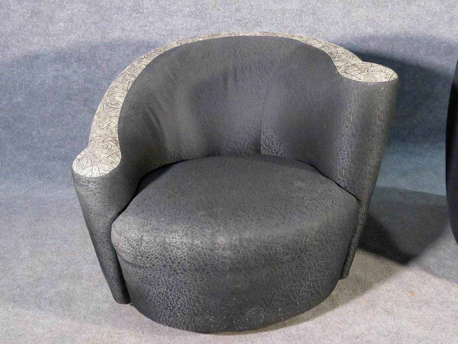 Mid-Century Modern swivel chairs.
(Please confirm item location - NY or NJ - with dealer).
 