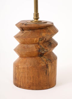 Corkscrew Olive Wood Table Lamp, France 1960's