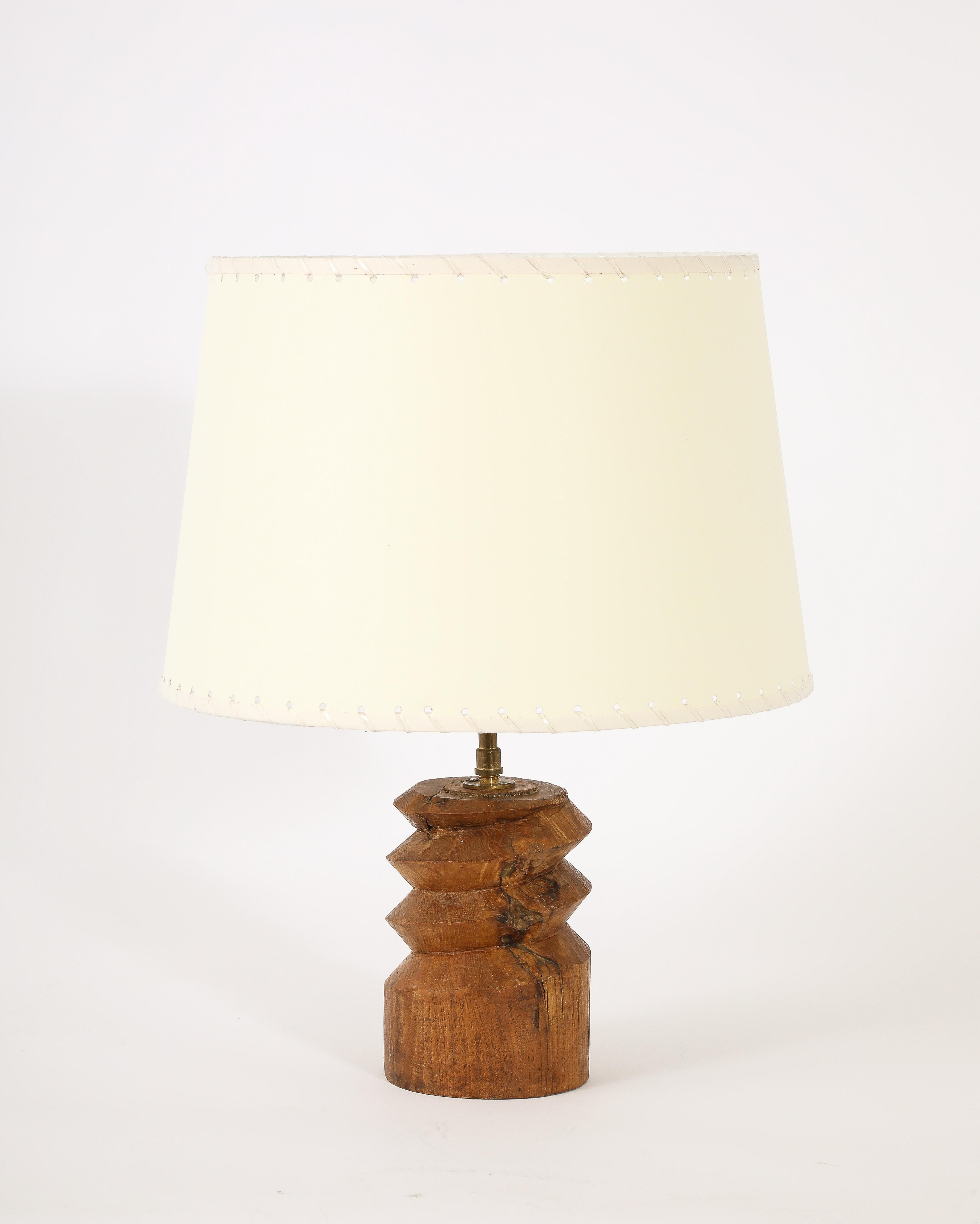 Ulivo Lampada da tavolo a cavatappi in Wood Wood, Francia, anni '60