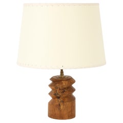 Corkscrew Olive Wood Table Lamp, France 1960's
