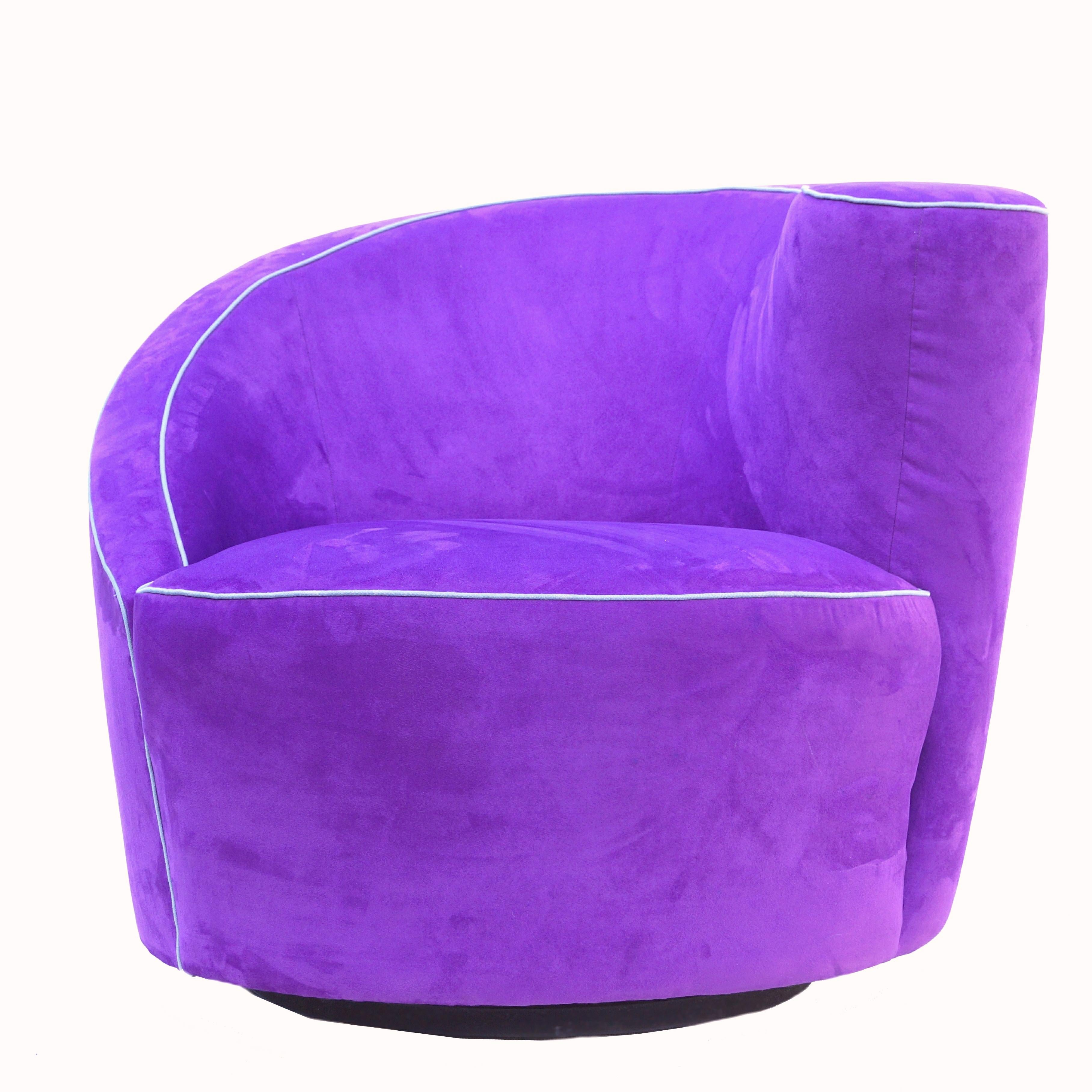 Corkscrew Purple Modern Contemporary Swivel Lounge Chair Armchair For Sale 1