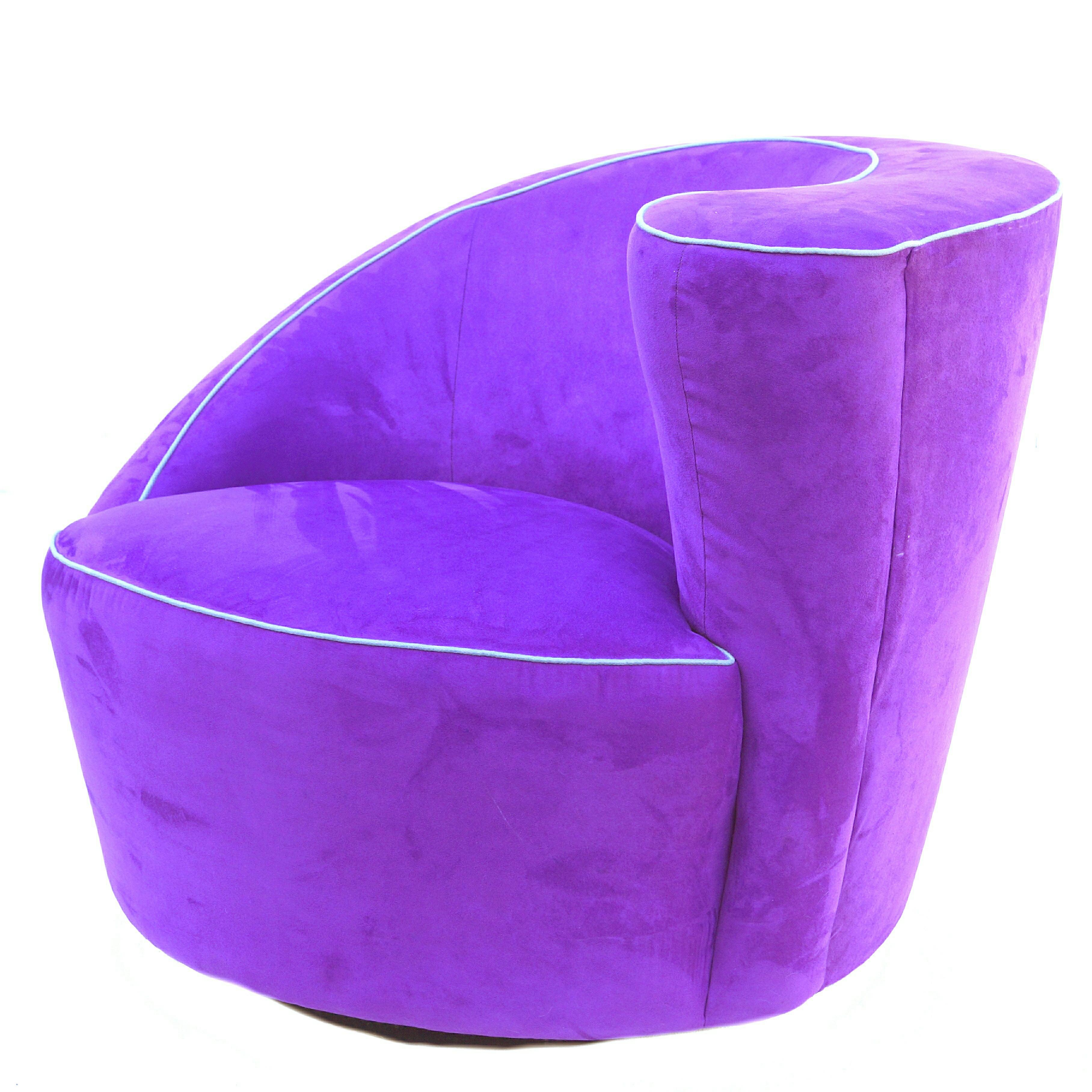 Corkscrew Purple Modern Contemporary Swivel Lounge Chair Sessel (amerikanisch) im Angebot