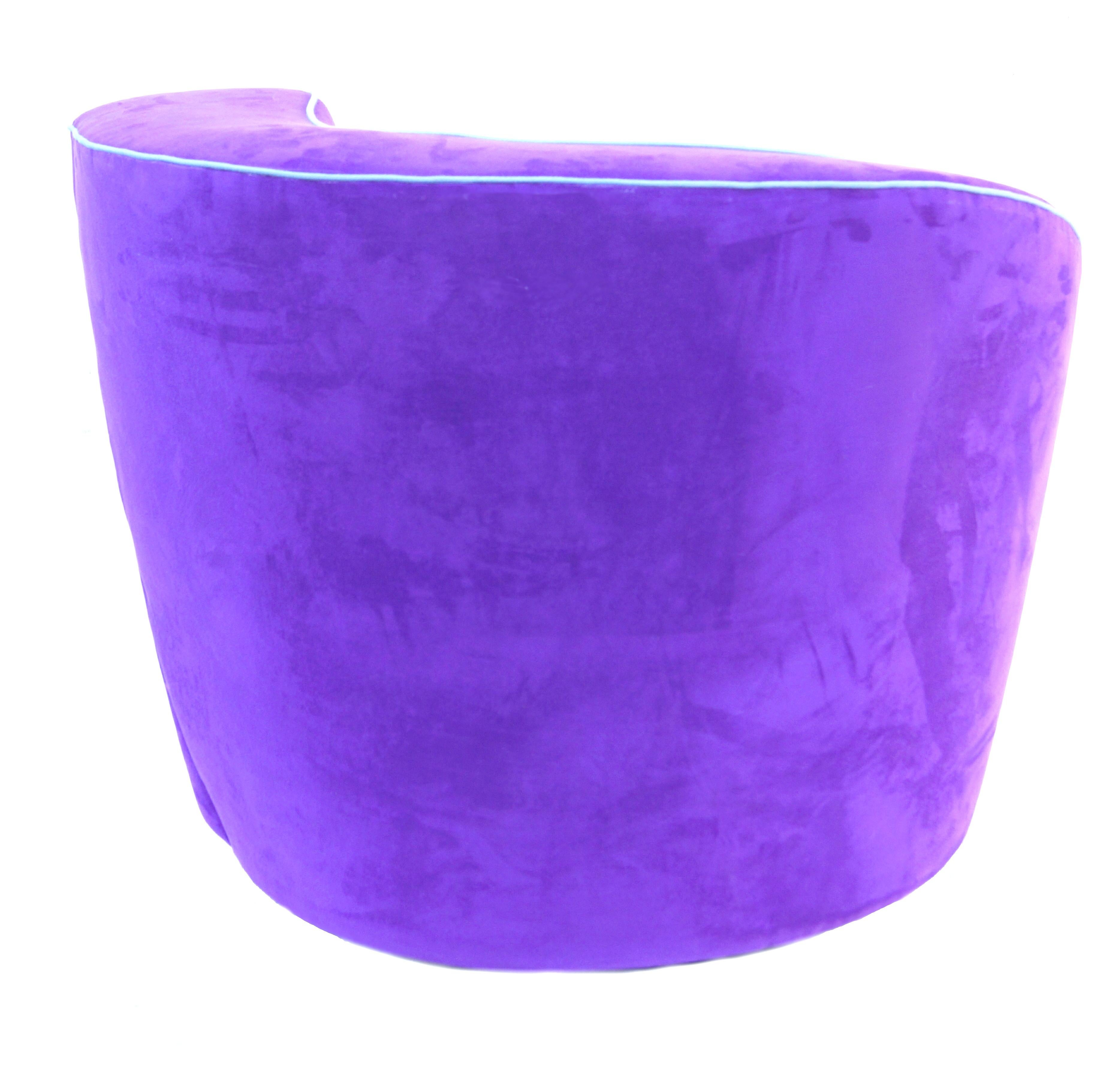 Corkscrew Purple Swivel Lounge Chair Armchair For Sale at 1stDibs