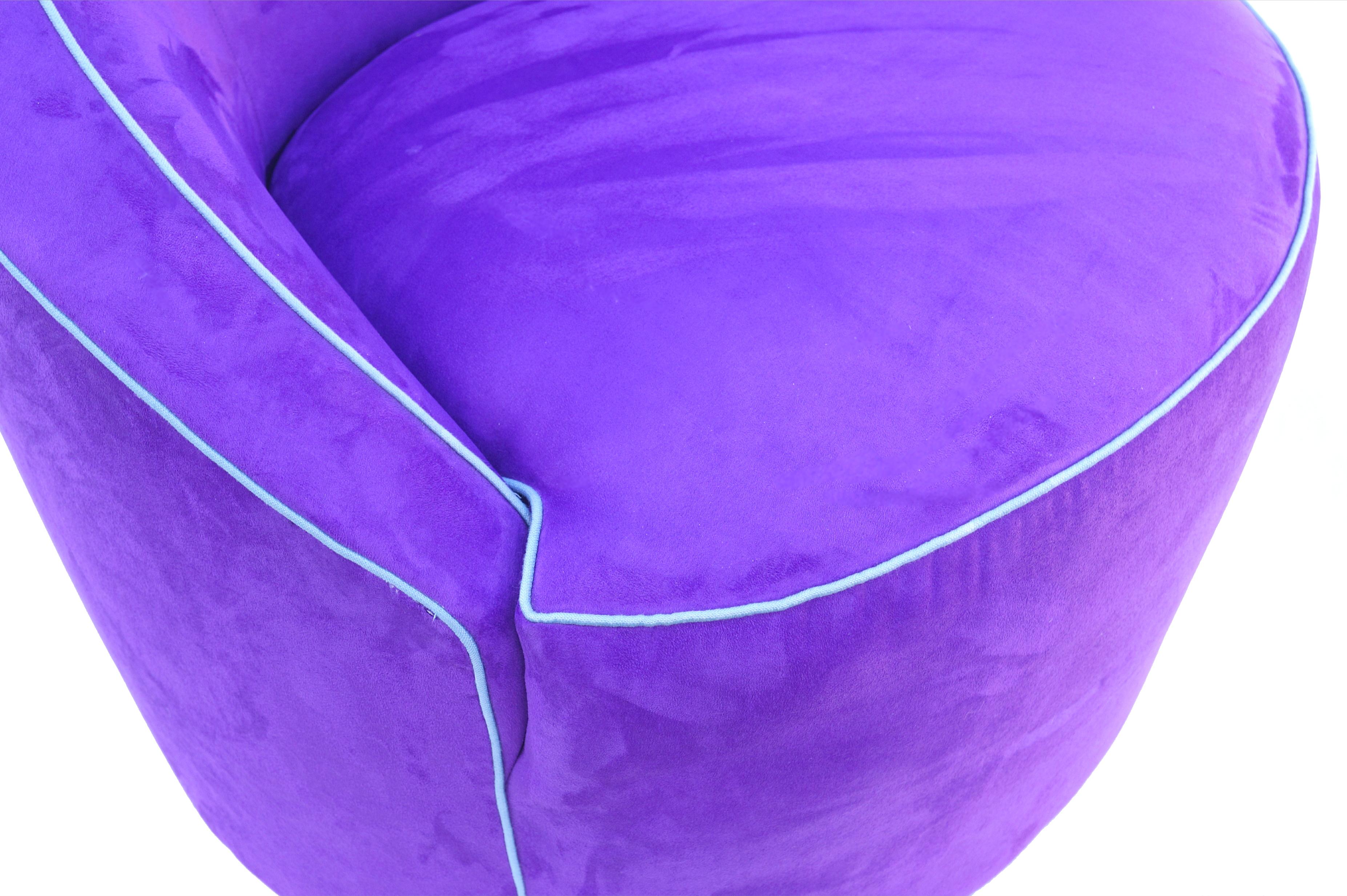 Fabric Corkscrew Purple Modern Contemporary Swivel Lounge Chair Armchair For Sale