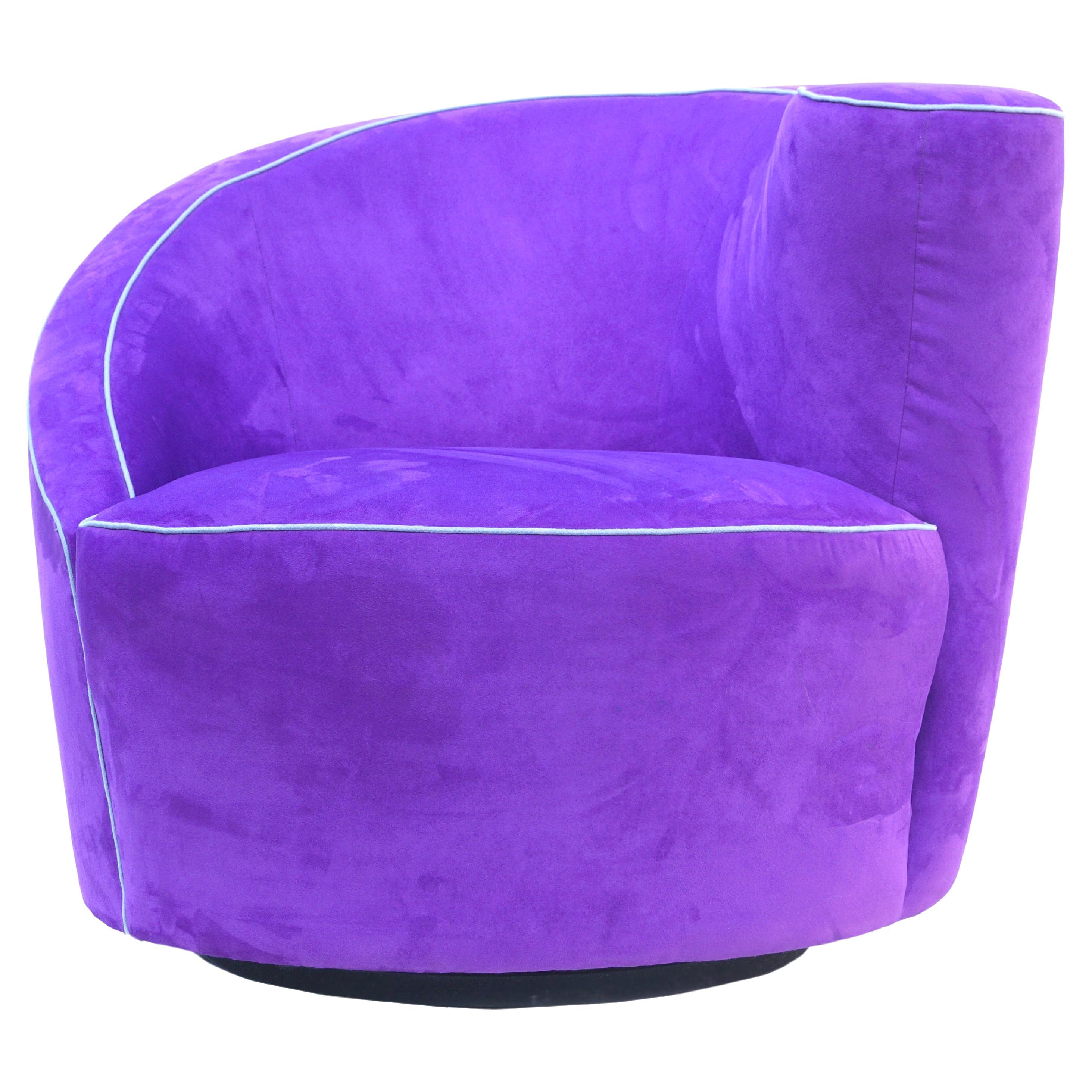 The Moderns Purple Modern Contemporary Swivel Lounge Chair Fauteuil de salon pivotant