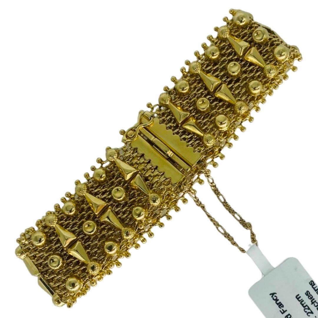 Corletti Designer 22 mm breites Fancy Link 18k Goldarmband Damen im Angebot