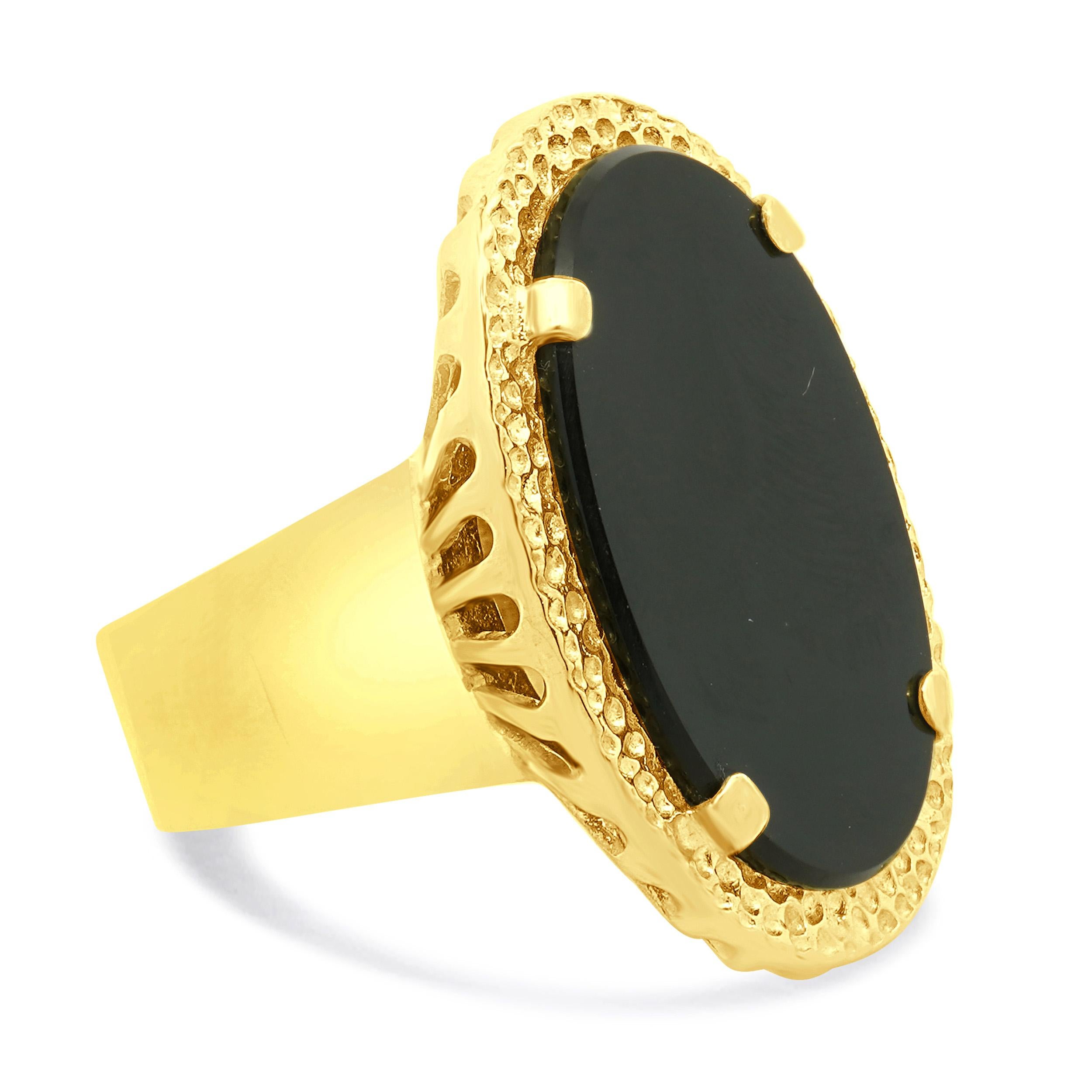 Corletto 18 Karat Gelbgold Schwarzer Onyx Ring (Ovalschliff) im Angebot