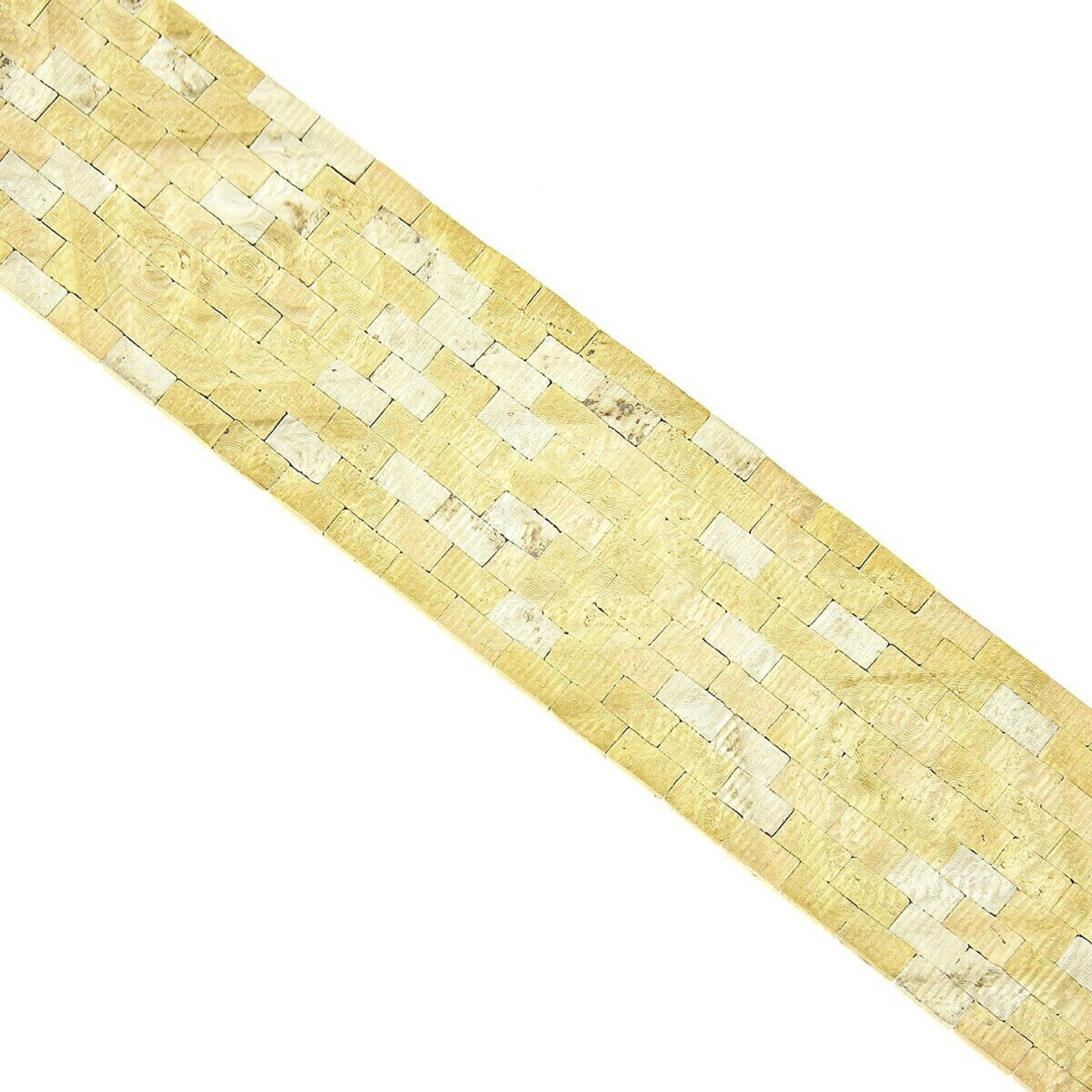 Retro Corletto 18k TT Gold Textured Brick Floral Pattern Flexible Wide Strap Bracelet For Sale