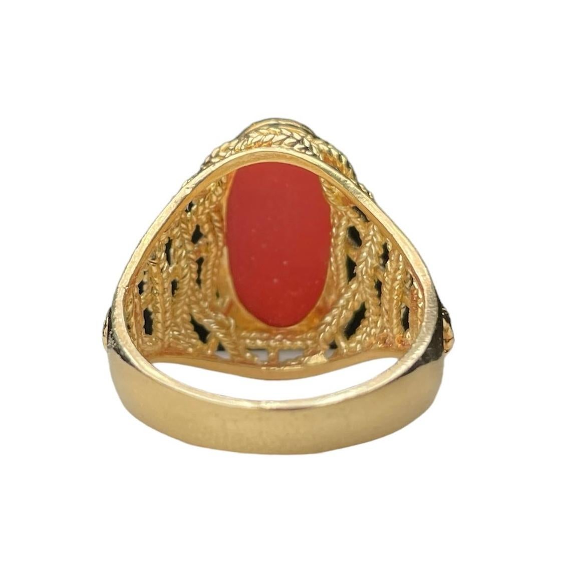 Corletto 18K Yellow Gold Coral Cocktail Ring For Sale 3