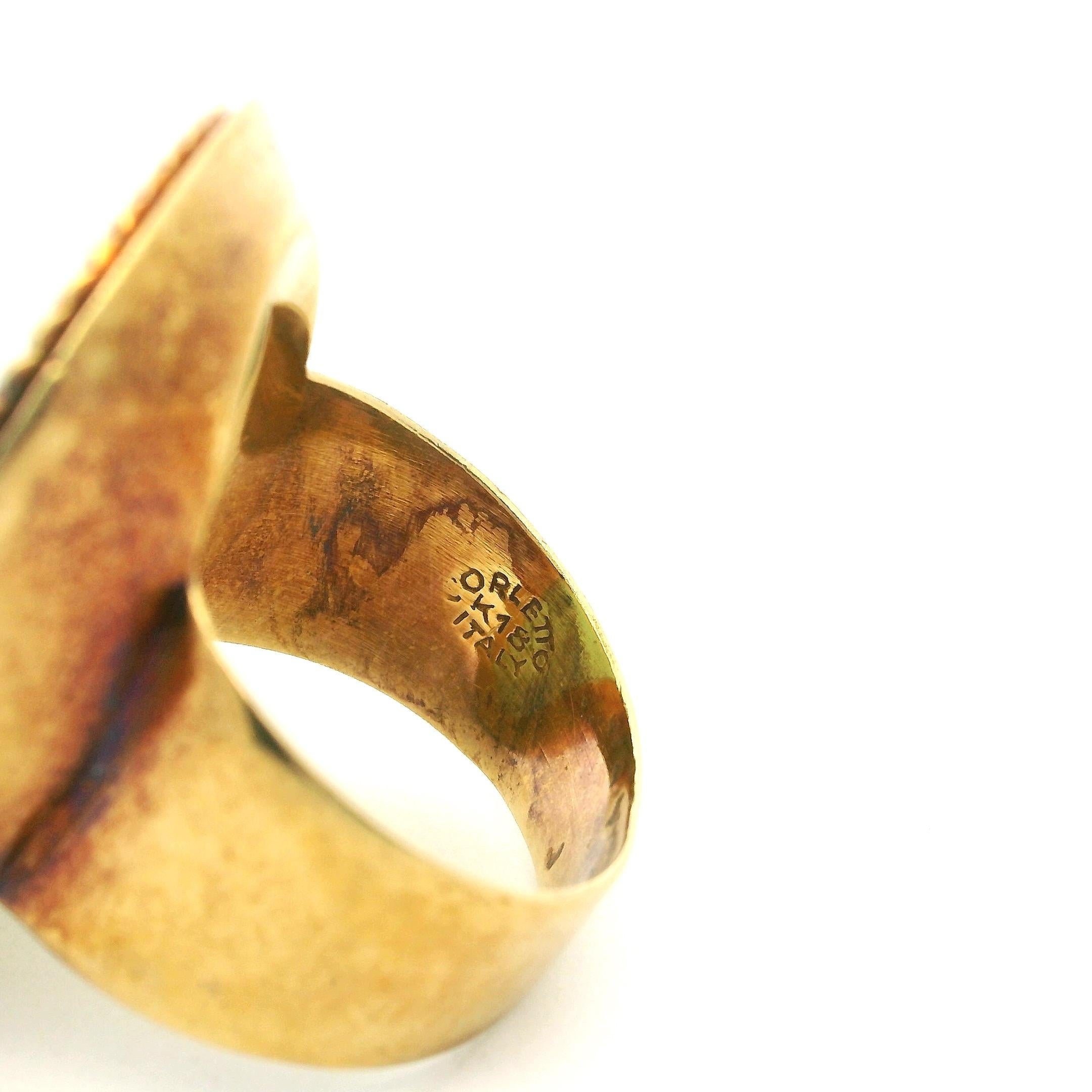 Corletto Anillo escultórico modernista italiano de jade en oro de 18 quilates, c. 1970 en venta 3