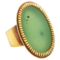 Corletto Italian Modernist 18K Gold Jade Sculptural Statement Ring, c. 1970s