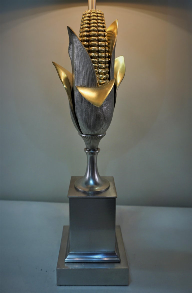 Corn Cob Bronze and Nickel Table Lamp by Maison Charles at 1stDibs