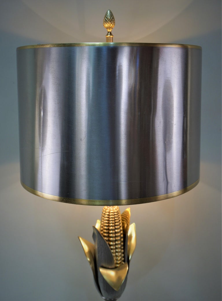 Corn Cob Bronze and Nickel Table Lamp by Maison Charles at 1stDibs