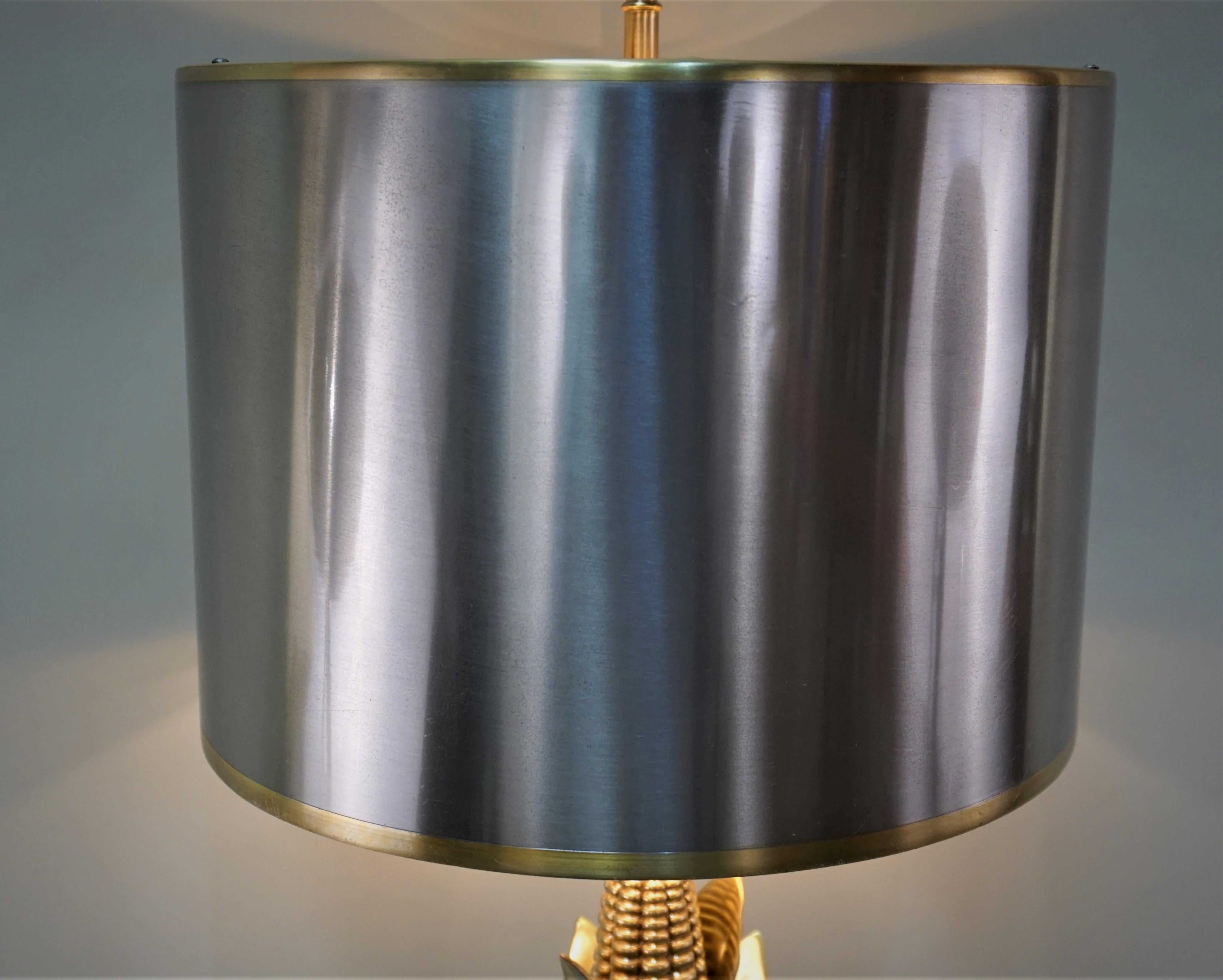 Corn Cob Bronze and Nickel Table Lamp by Maison Charles 1