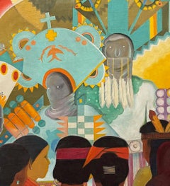 "Corn Dance, Pueblo Tradition", Masterpiece of Art Deco Southwestern Painting