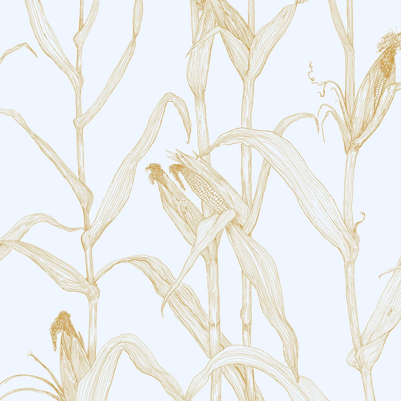 Post-Modern Corn Rows in Summer Green on Smooth Paper For Sale