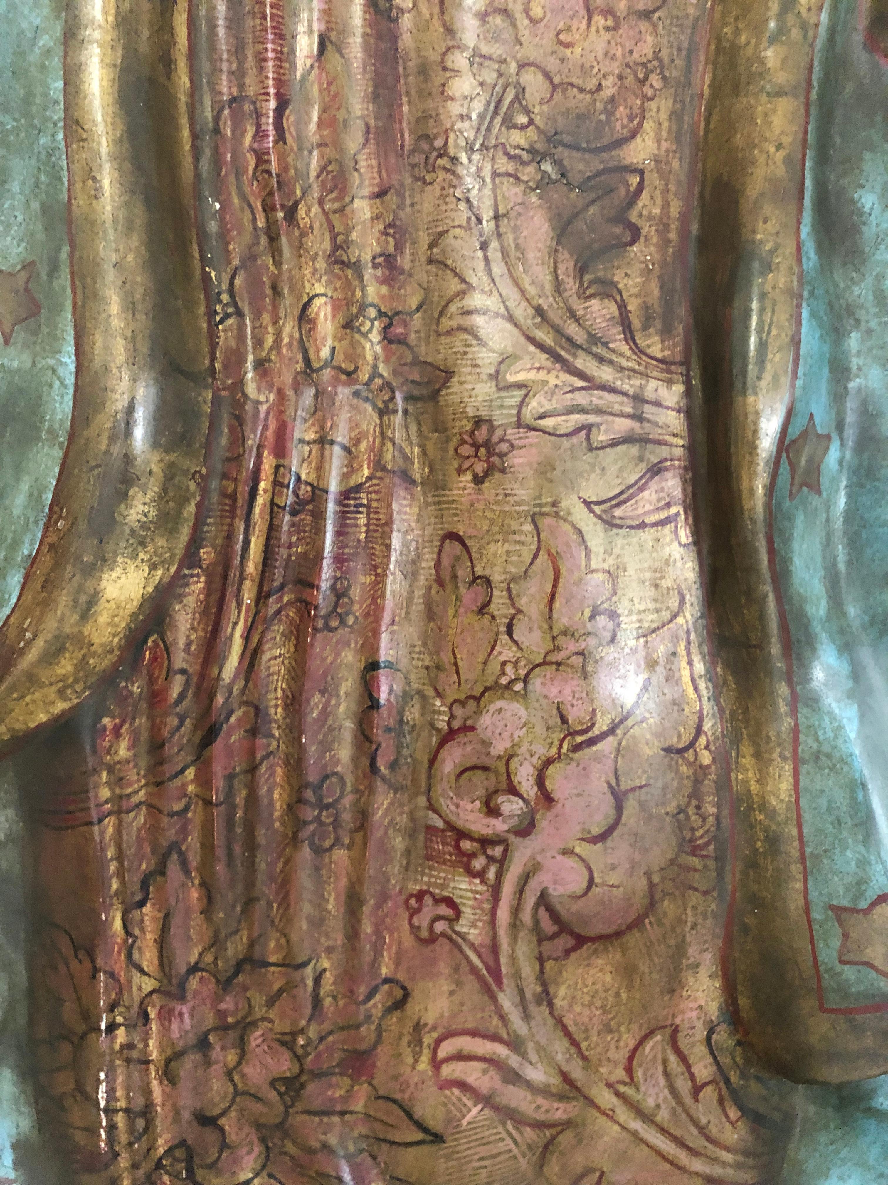 Escultura en pasta de tallos de maíz de Nuestra Señora de Guadalupe encontrada en México, hacia 1900 siglo XIX en venta