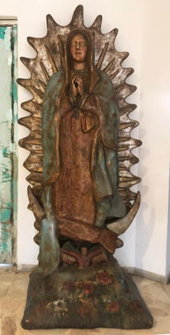 Corn Stalk Paste Sculpture of Our Lady of Guadalupe Found in México, circa 1900