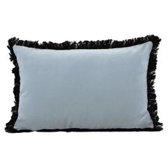 CORNALINA Blue Fringed Velvet Deluxe Handmade Decorative Pillow