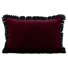 CORNALINA Cuscino decorativo deluxe in velluto bordò profondo fatto a mano