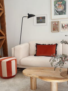 CORNALINA Deep Ochre Fringed Velvet Deluxe Handmade Decorative Pillow