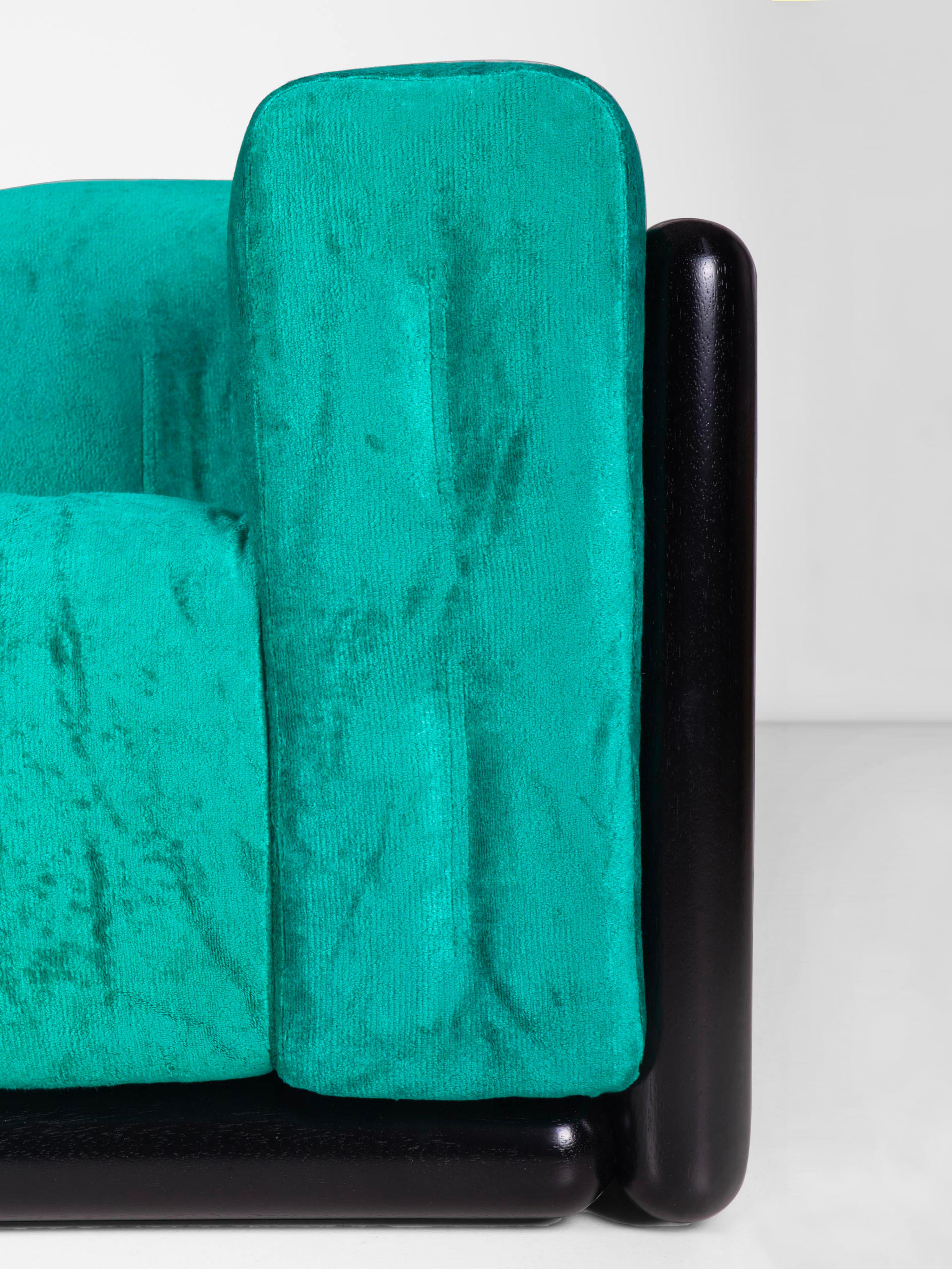 Mid-Century Modern Cornaro 300 Sofa by Carlo Scarpa in Green Chenille Velvet For Sale