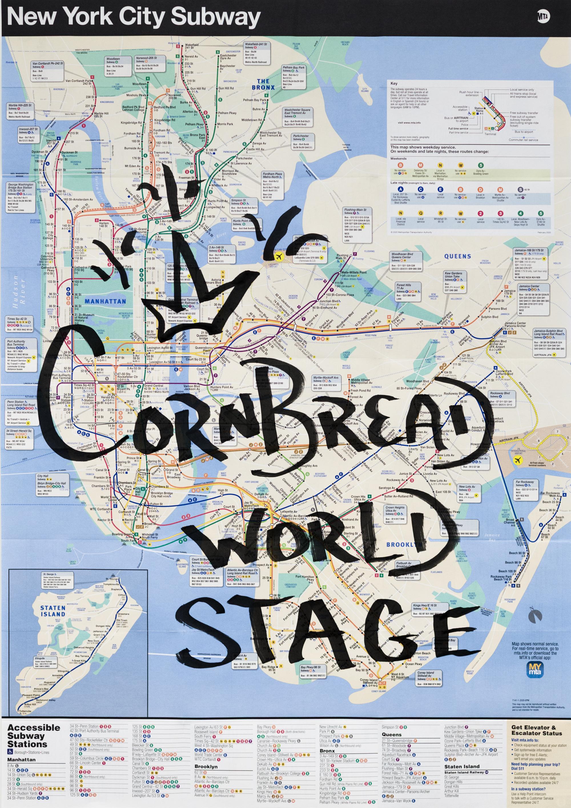 "Mappa della metropolitana di New York: Palcoscenico del mondo del pane di mais"