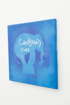 "Cornbread Lives Canvas II" Aerosol Elephant Silhouette Tagged by Cornbread