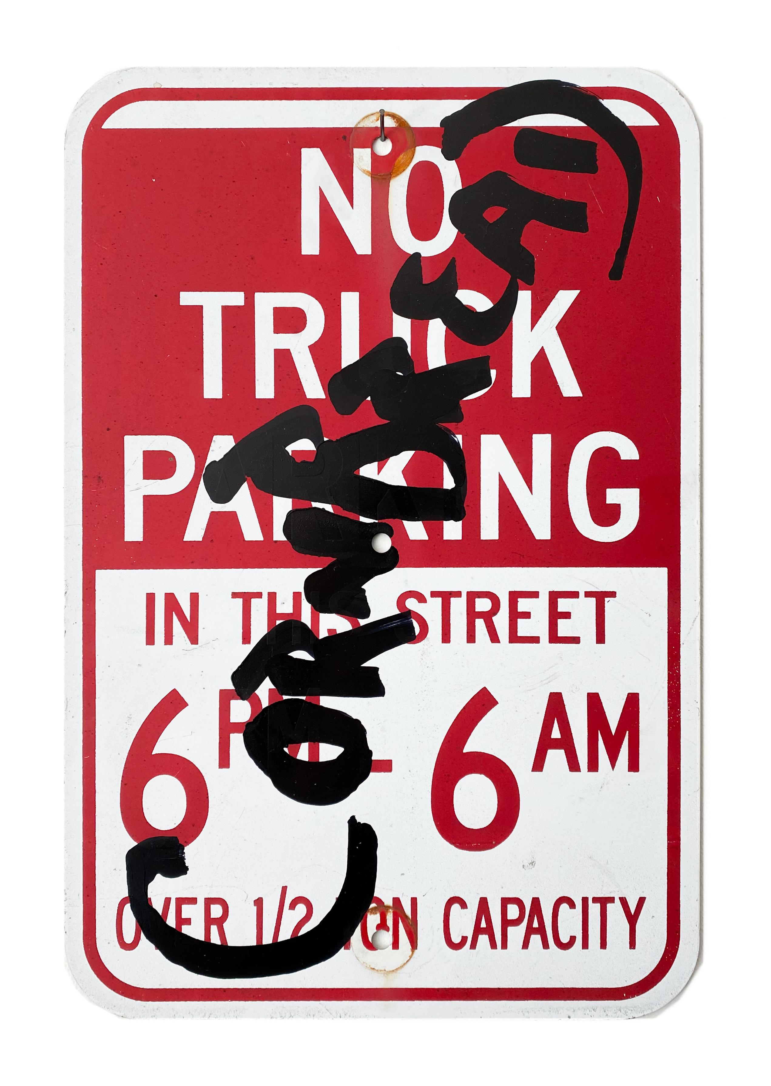 This artwork titled "Cornbread No Truck Parking" is an original artwork by Cornbread made of acrylic paint on a retired street sign. It measures 18"h x 12"w.

Darryl McCray, known by his tagging name, “Cornbread,” is a graffiti artist from