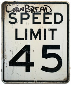 « Cornbread Speed Limit », panneau de vitesse peint, art de la rue, graffiti