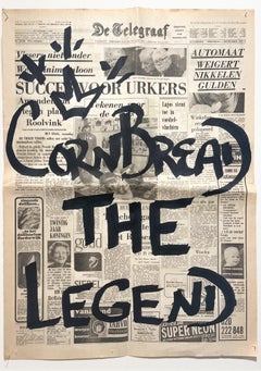 « Cornbread Tags De Telegraaf : King of Graffiti », acrylique sur papier journal, Graffiti