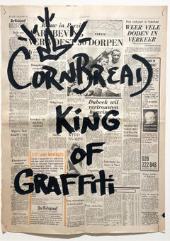 "Cornbread Tags De Telegraaf: The King Of Graffiti #2", Acryl auf Zeitungspapier