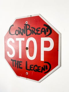 "Cornbread the Legend Stop Sign", Street Art, Graffiti, Vintage Retro Sign
