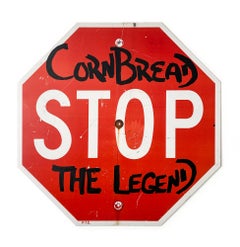 "Cornbread the Legend Stop Sign", Street Art, Graffiti, Vintage Retro Sign