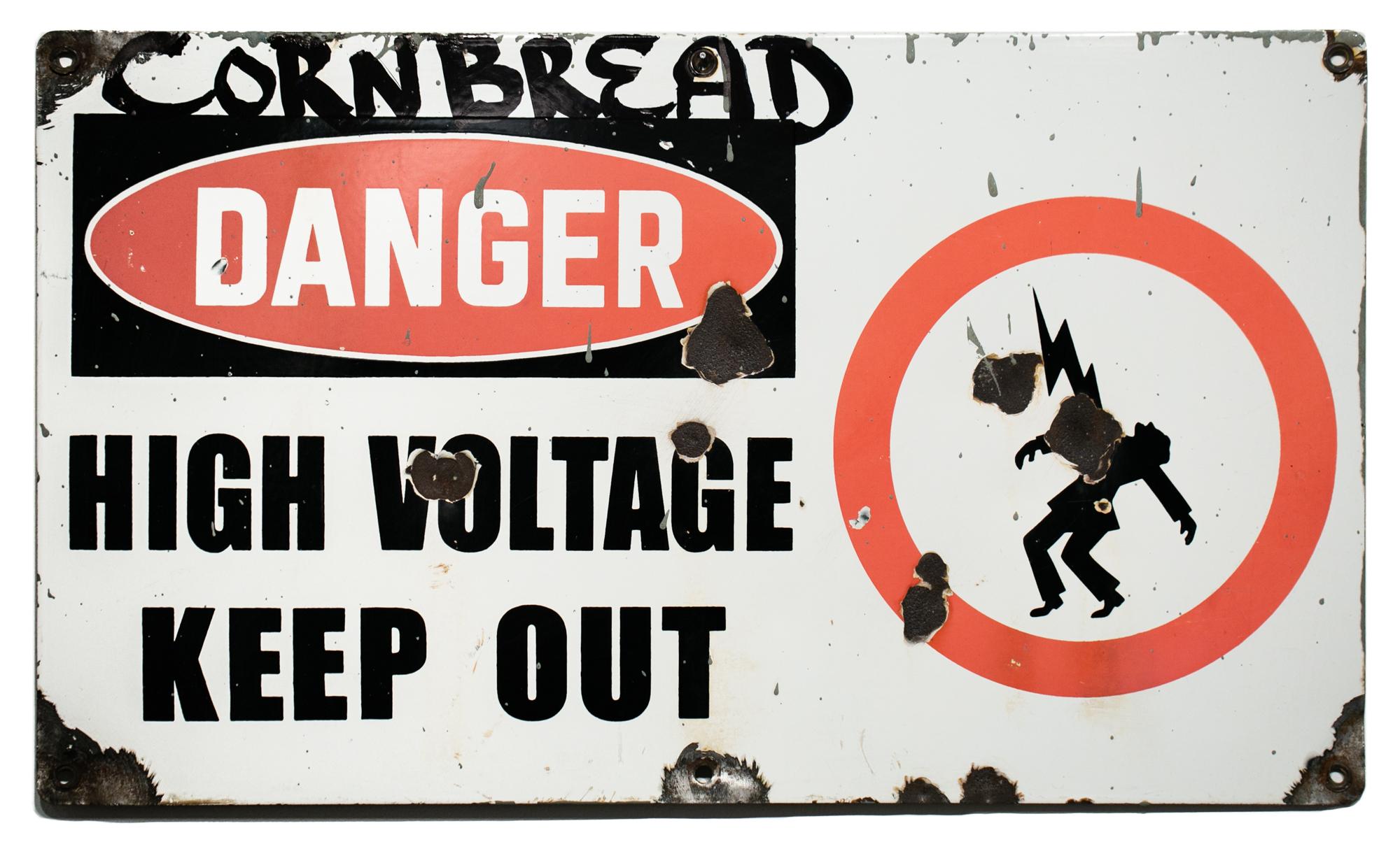Danger High Voltage Keep Out - Painting by Cornbread