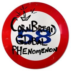 "Cornbread Global Phenomenon Shield", Acrylic on Dutch Street Sign, Graffiti