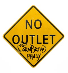 "Cornbread Philly No Outlet Sign", Acrylic on Street Sign