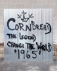 "Cornbread The Legend Change The World", Acrylic on Metal Roofing Panel Graffiti