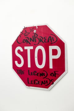 "Cornbread The Legend of Legends Stop Sign", acrylique sur panneau de signalisation, graffiti