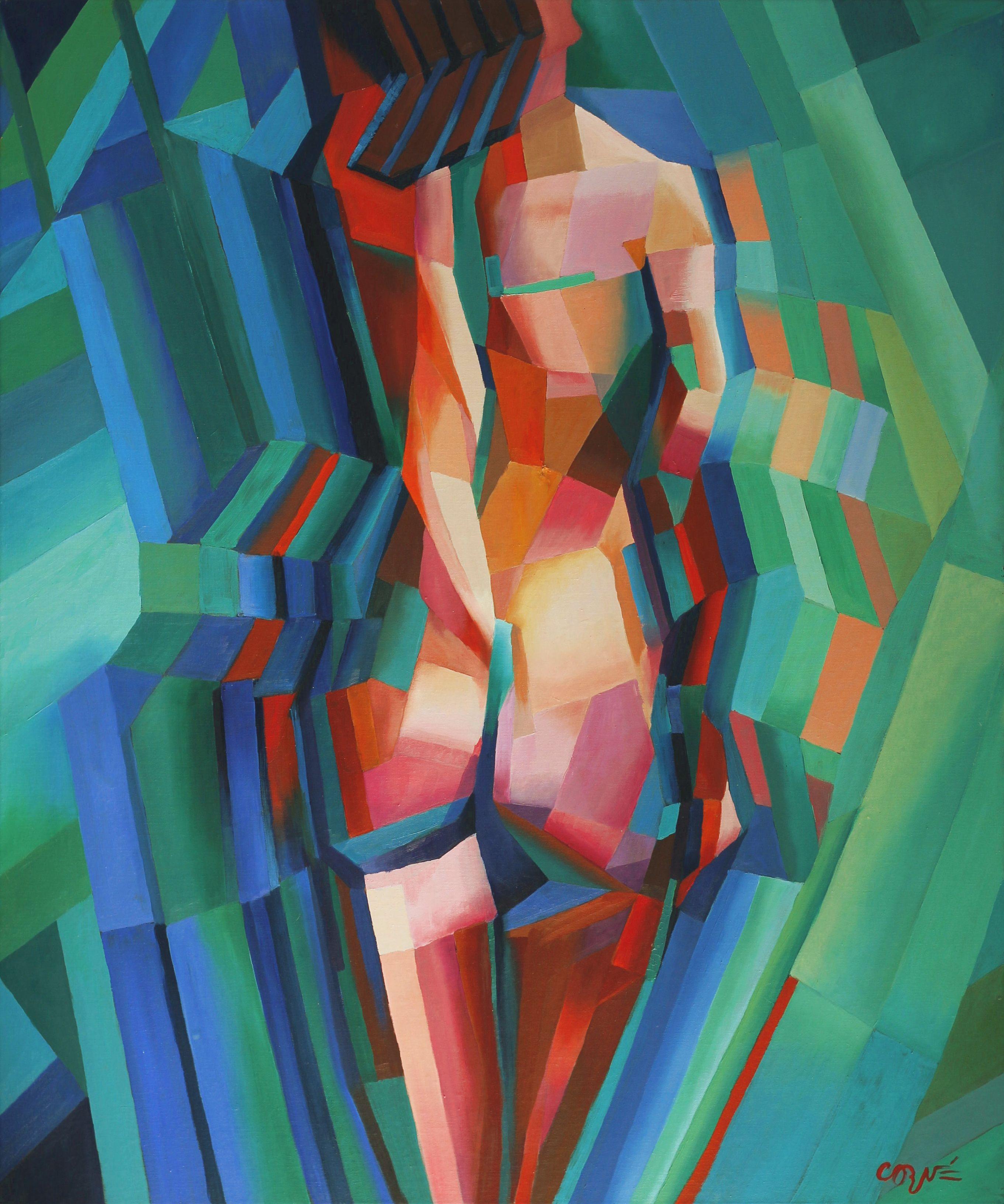 Cubistic nude 02 (2013)    A study after movement and cubism. I was inspired by Marcel Duchamp's 'nu descendant l'escalier'. I like women swinging their hips.    Oil on linen (100 x 120 cm)  Artist: CornÃ© Akkers   :: Painting :: Contemporary ::