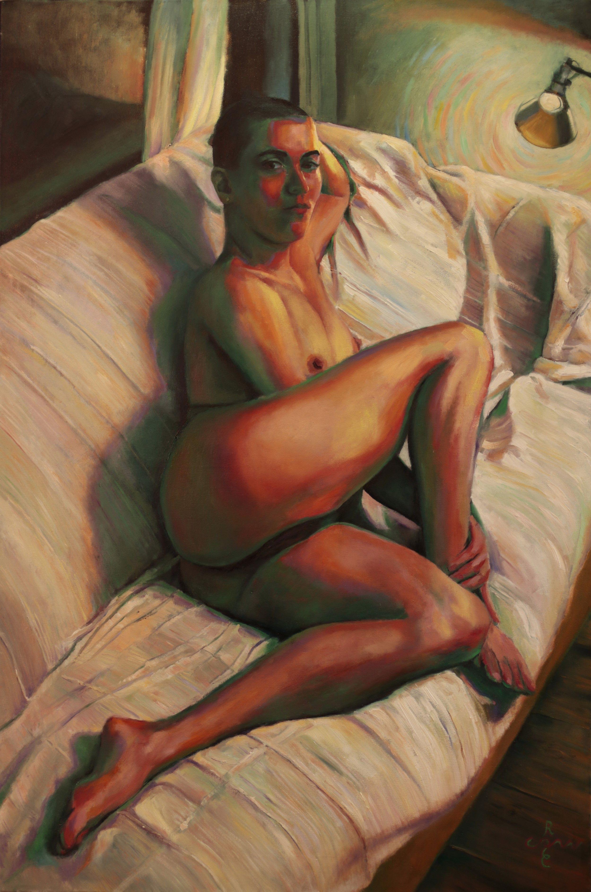 Risque - 13-12-21, Pittura, Olio su Tela - Painting di Corne Akkers